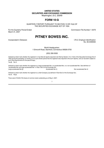 Miniature Pitney Bowes 10-Q Rapport trimestriel  