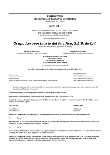 Thumbnail Grupo Aeroportuario del Pacífico
 20-F Annual Report 