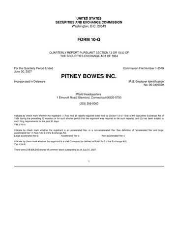 Miniature Pitney Bowes 10-Q Rapport trimestriel  