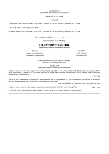 Vorschaubild Delcath Systems 10-Q Quartalsbericht  