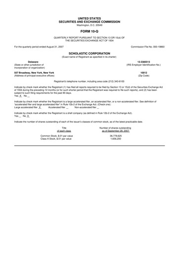 Thumbnail Scholastic 10-Q Quarterly Report FY 