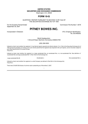 Miniature Pitney Bowes 10-Q Rapport trimestriel  