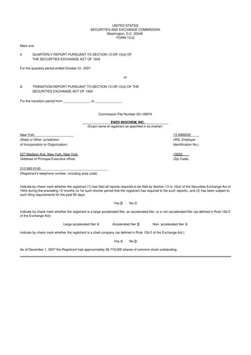 Thumbnail Enzo Biochem 10-Q Quarterly Report FY 