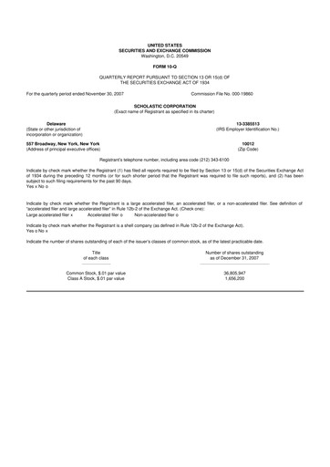 Thumbnail Scholastic 10-Q Quarterly Report FY 