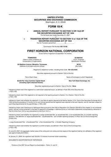 Vorschaubild First Horizon Corporation 10-K Jahresbericht 