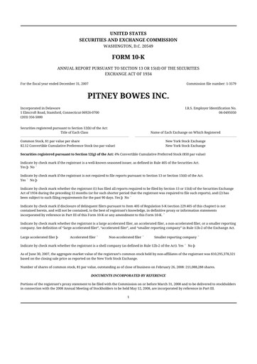 Miniature Pitney Bowes 10-K Rapport annuel 