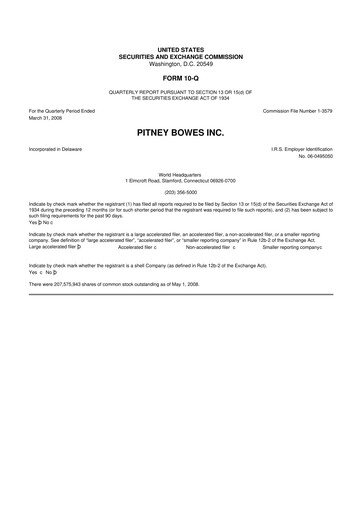Miniature Pitney Bowes 10-Q Rapport trimestriel  