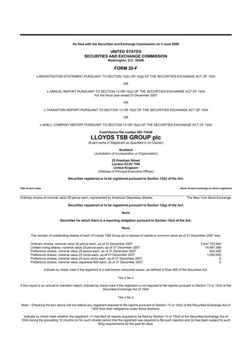 Thumbnail Lloyds Banking Group
 20-F Annual Report 