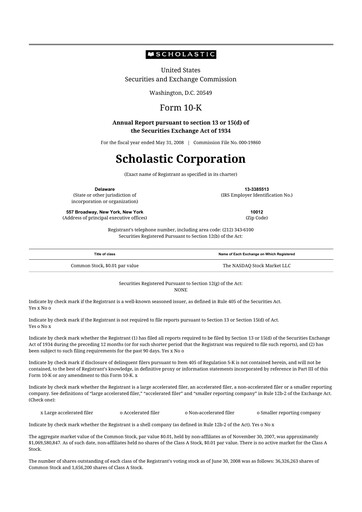 Thumbnail Scholastic 10-K Annual Report 