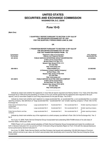 Miniature PSEG 10-Q Rapport trimestriel  