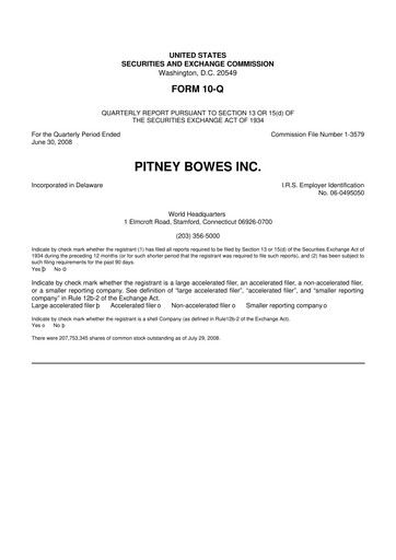 Miniature Pitney Bowes 10-Q Rapport trimestriel  