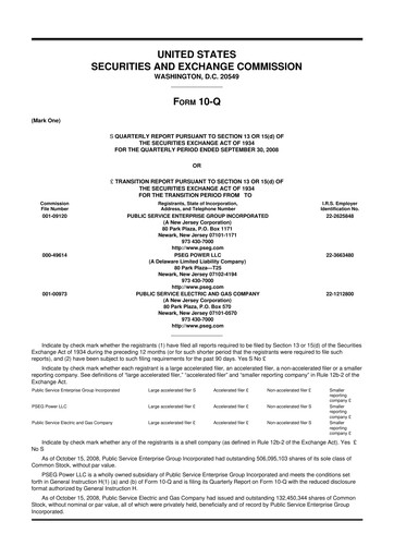 Miniature PSEG 10-Q Rapport trimestriel  