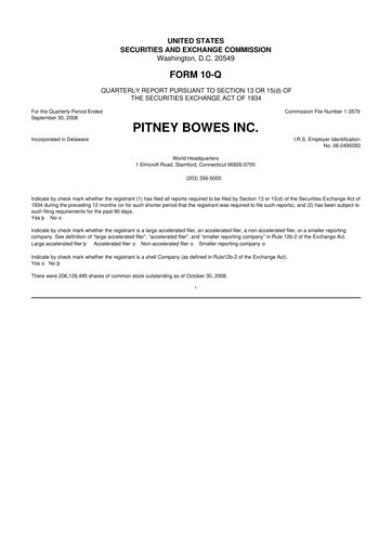 Miniature Pitney Bowes 10-Q Rapport trimestriel  