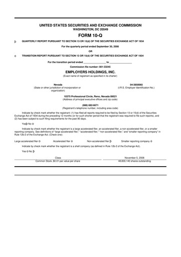 Vorschaubild Employers Holdings 10-Q Quartalsbericht  