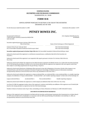 Miniature Pitney Bowes 10-K Rapport annuel 
