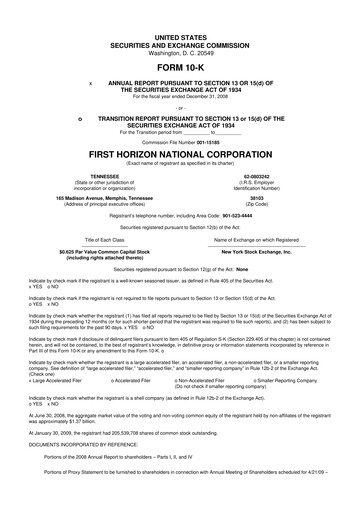Vorschaubild First Horizon Corporation 10-K Jahresbericht 