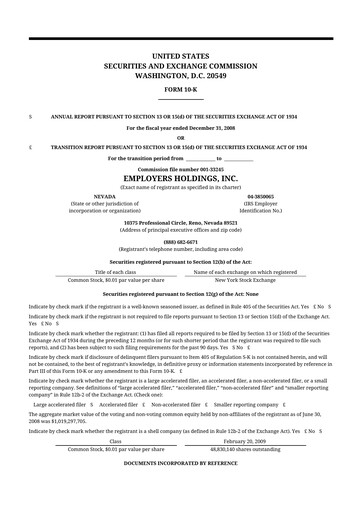 Thumbnail Employers Holdings 10-K Annual Report 