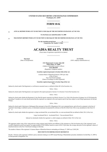 Thumbnail Acadia Realty Trust
 10-K Annual Report 