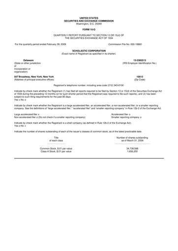 Thumbnail Scholastic 10-Q Quarterly Report FY 