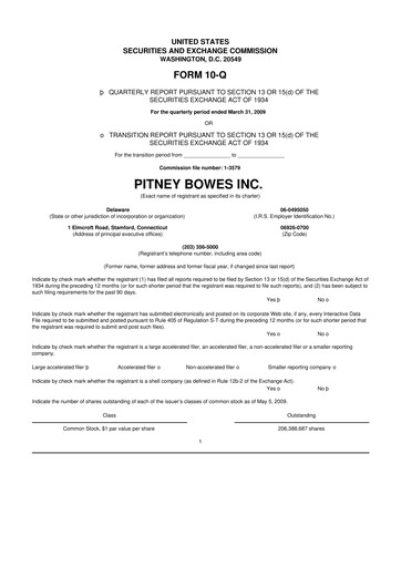 Miniature Pitney Bowes 10-Q Rapport trimestriel  