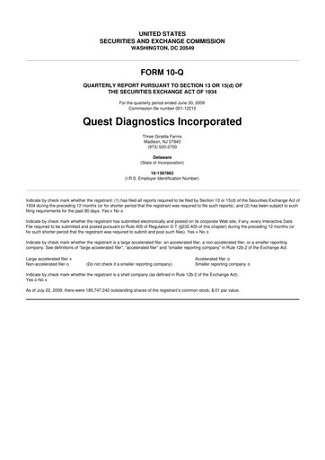 Vorschaubild Quest Diagnostics
 10-Q Quartalsbericht  