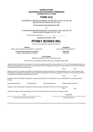 Miniature Pitney Bowes 10-Q Rapport trimestriel  