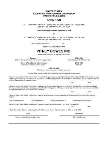 Miniature Pitney Bowes 10-Q Rapport trimestriel  