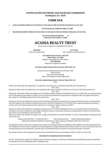 Thumbnail Acadia Realty Trust
 10-K Annual Report 