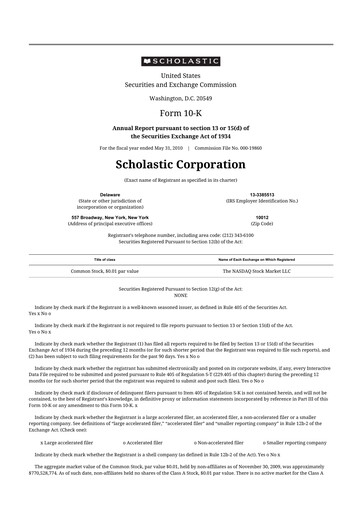 Thumbnail Scholastic 10-K Annual Report 