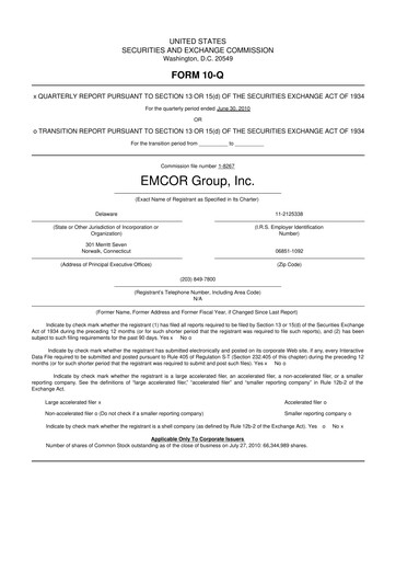 Miniature Emcor 10-Q Rapport trimestriel 2010 