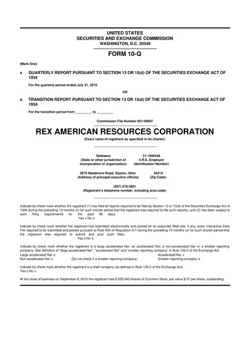 Thumbnail REX American Resources
 10-Q Quarterly Report FY 