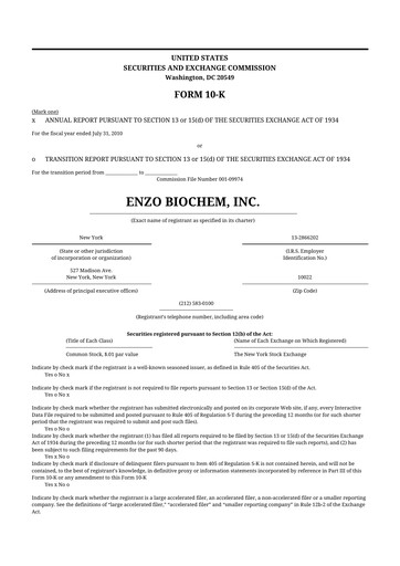 Thumbnail Enzo Biochem 10-K Annual Report 