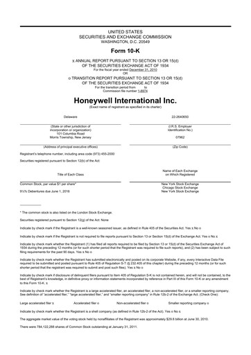 Thumbnail Honeywell 10-K Annual Report 2010