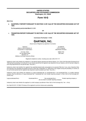 Thumbnail Gartner 10-Q Quarterly Report FY2011 