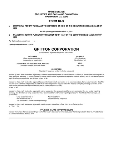 Thumbnail Griffon Corporation
 10-Q Quarterly Report FY 