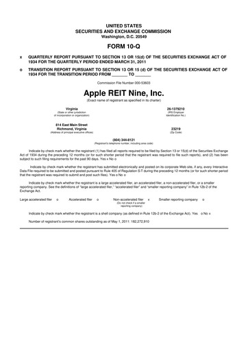 Thumbnail Apple Hospitality REIT
 10-Q Quarterly Report FY 