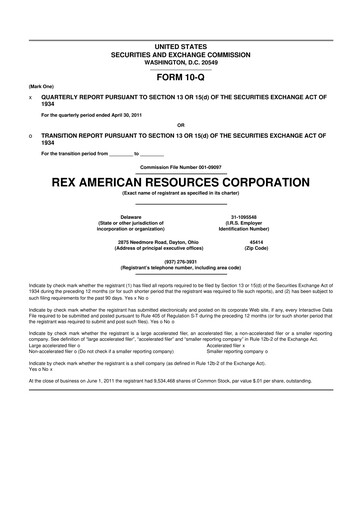 Thumbnail REX American Resources
 10-Q Quarterly Report FY 