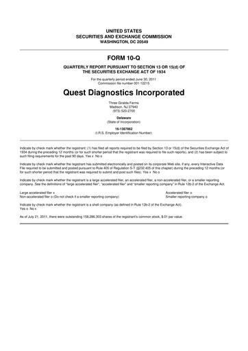 Vorschaubild Quest Diagnostics
 10-Q Quartalsbericht 2011 