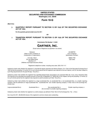 Thumbnail Gartner 10-Q Quarterly Report FY2011 