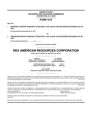 Thumbnail REX American Resources
 10-Q Quarterly Report FY2012 