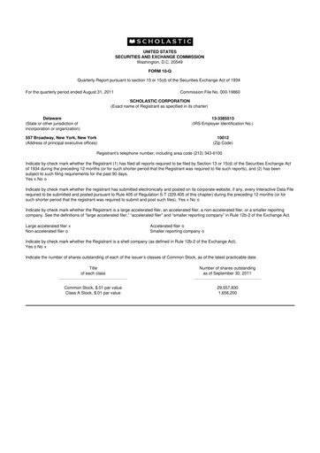 Thumbnail Scholastic 10-Q Quarterly Report FY2012 