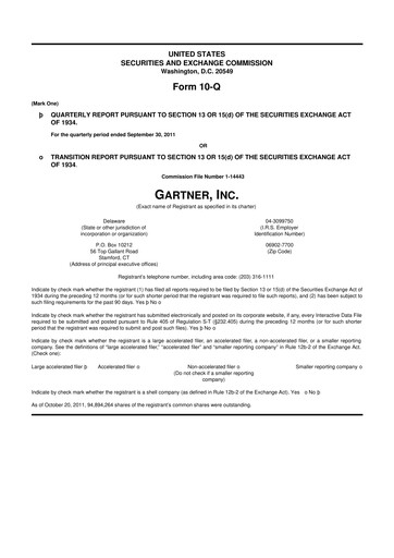 Thumbnail Gartner 10-Q Quarterly Report FY2011 