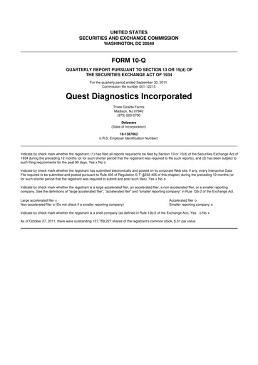 Vorschaubild Quest Diagnostics
 10-Q Quartalsbericht 2011 