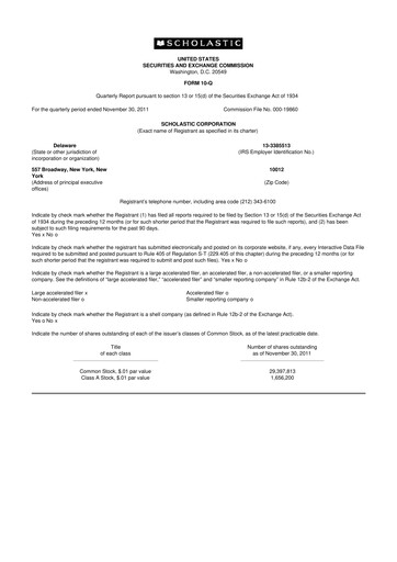 Thumbnail Scholastic 10-Q Quarterly Report FY2012 