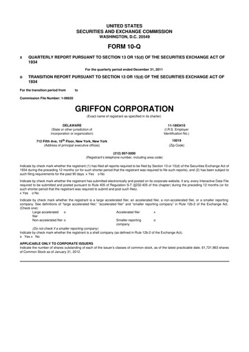 Thumbnail Griffon Corporation
 10-Q Quarterly Report FY2012 