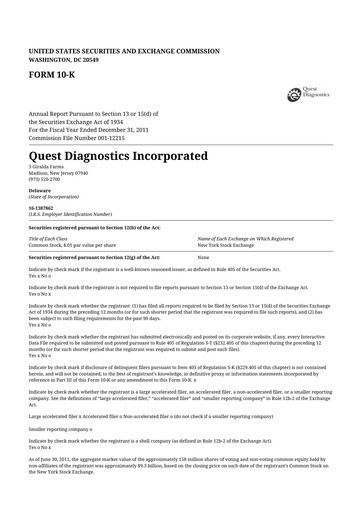 Thumbnail Quest Diagnostics
 10-K Annual Report 2011