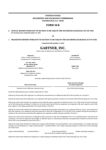 Thumbnail Gartner 10-K Annual Report 2011