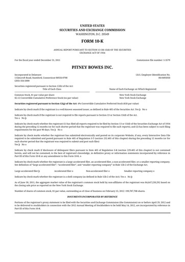 Miniature Pitney Bowes 10-K Rapport annuel 2011