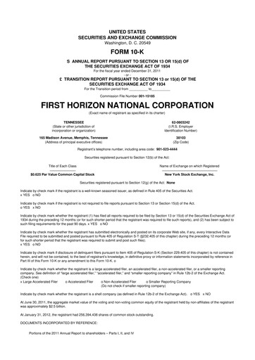 Vorschaubild First Horizon Corporation 10-K Jahresbericht 2011