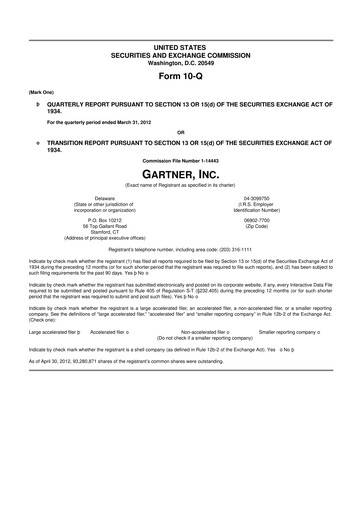 Thumbnail Gartner 10-Q Quarterly Report FY2012 